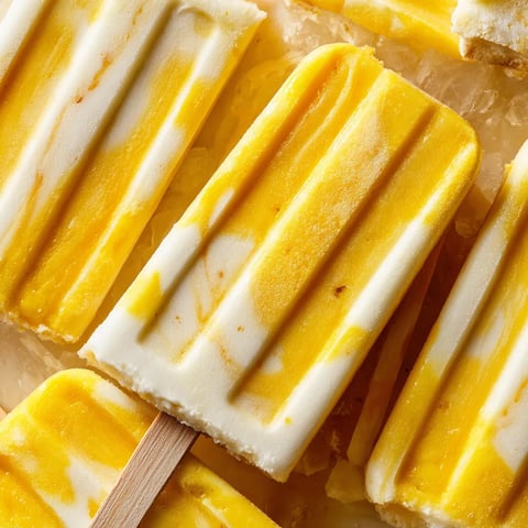 A close up of a pineapple coconut popsicle.