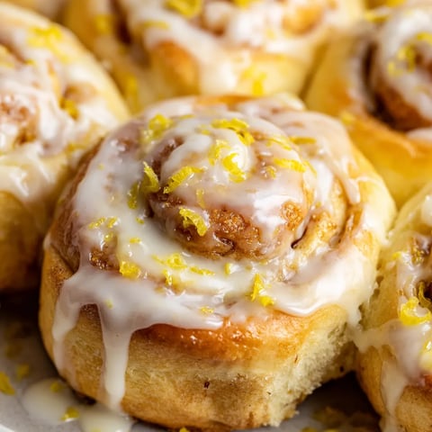 Lemon rolls with white icing.