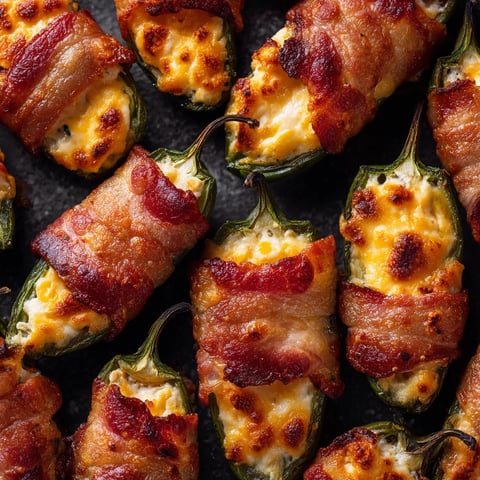 Bacon wrapped jalapeno poppers on a table.