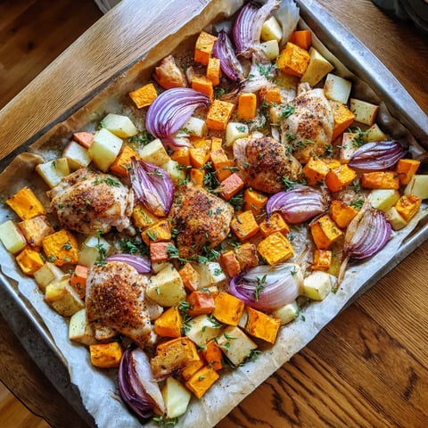 A pan of chicken and vegetables.