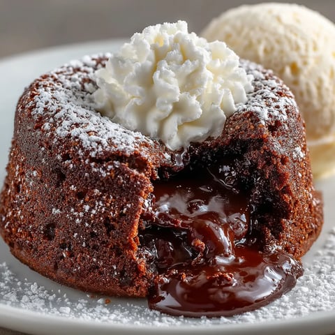 A chocolate lava cake with white frosting.