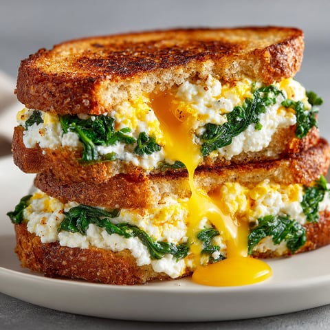 A sandwich with spinach and feta cheese on top.