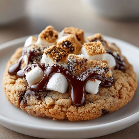 A cookie with marshmallows and chocolate.