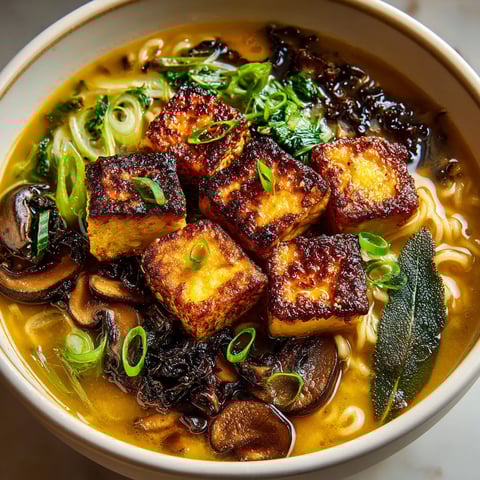 A bowl of soup with mushrooms and sage.