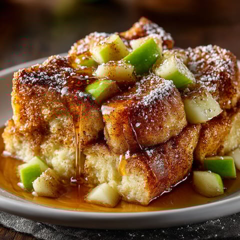 A delicious looking apple cinnamon french toast casserole.
