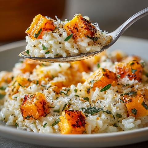 A spoonful of butternut squash and sage risotto.