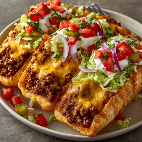 A plate of melty cheeseburger taco boats.