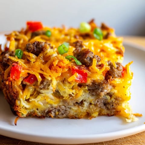 Golden-brown Quick Christmas Morning Hash Brown Bake, bubbling with melted cheese, perfect for a cozy brunch.