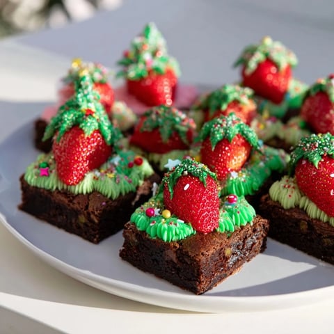 Warm, fudgy Express Christmas Tree Brownie Hats, ready to devour with vibrant green frosting and festive sprinkles.