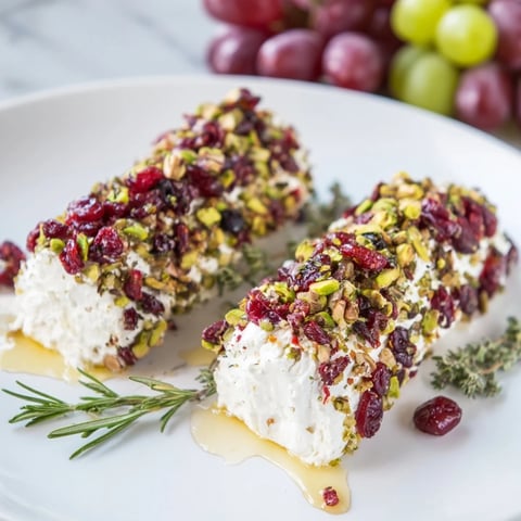 Cranberry Goat Cheese Logs beautifully displayed on a board, perfect for an elegant holiday appetizer.