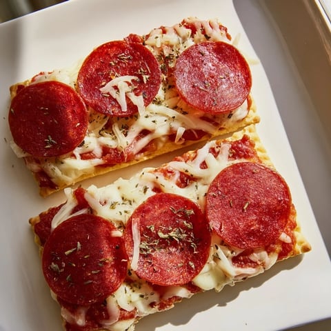 Melting mozzarella tops savory pepperoni and crackers in these easy oven-baked bites.