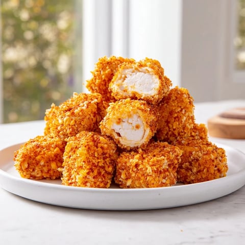 Golden brown Air Fryer Un-Fried Chicken Nuggets, perfectly crispy and ready for dipping.