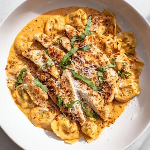 Golden-brown chicken and cheese tortellini bathed in creamy sauce; a delicious Marry Me Chicken Tortellini.