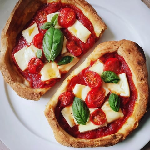 Quick Margherita Naan Pizza with melted mozzarella, ripe tomatoes, and fresh basil, ready to eat.