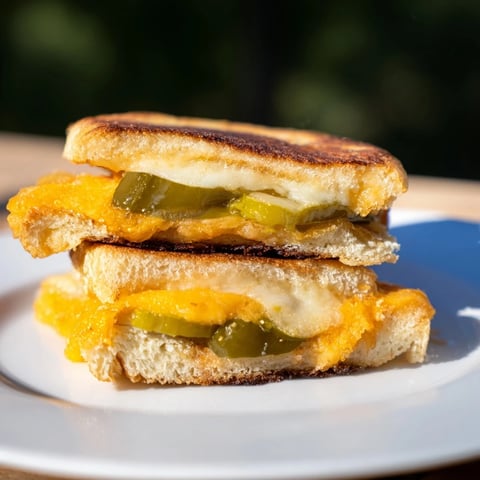 Golden, melted cheese surrounds tangy pickle slices in this delicious Pickle Bread Sandwich.