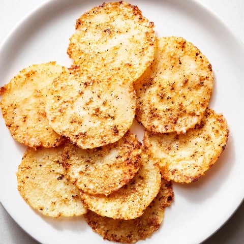 Golden cottage cheese chips, crispy and seasoned, offering a satisfying high-protein baked snack.