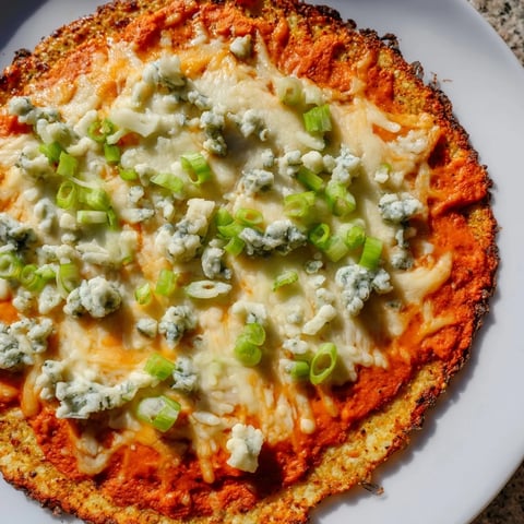 Crispy Buffalo Cauliflower Pizza topped with melted mozzarella, perfect for a flavorful weeknight meal.