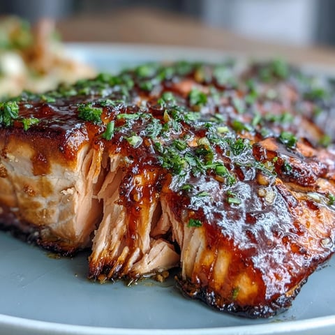 Succulent Texas Roadhouse Style Baked Salmon with honey Dijon glaze, garlic, and paprika, garnished with fresh parsley and lemon wedges.