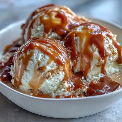 1. Silky miso caramel sauce drizzled over vanilla ice cream with a sprinkle of flaky sea salt.  