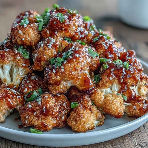 Air fryer General Tso's cauliflower with crispy florets in a sweet, spicy, and tangy Asian-inspired sauce.  