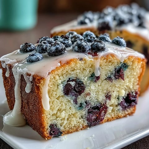 A moist lemon loaf filled with juicy blueberries and drizzled with a tangy lemon glaze, perfect for baby showers.  