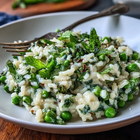 Spring Pea and Mint Risotto with Parmesan - A vibrant, creamy dish showcasing tender spring peas, fresh mint, and rich Parmesan in every comforting bite.