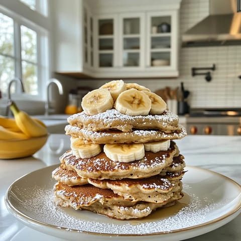 Flourless pancakes stacked on a plate.