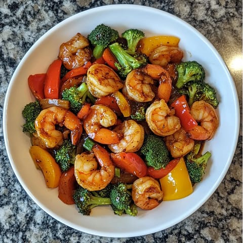 A white bowl filled with shrimp and broccoli.