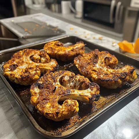 Roasted cauliflower steaks.
