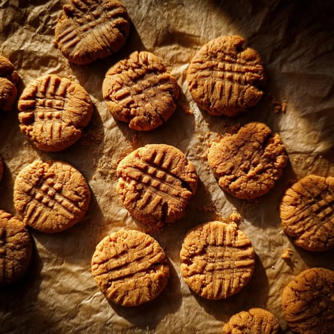 A pile of peanut butter cookies.