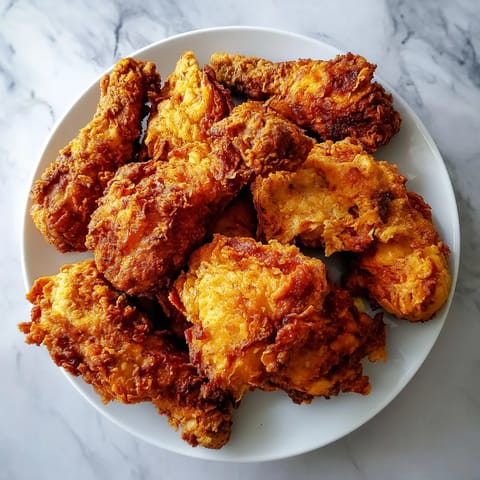 A plate of fried chicken.