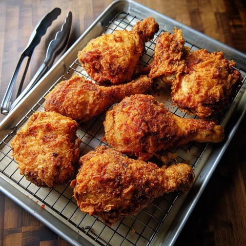 A tray of buttermilk fried chicken.