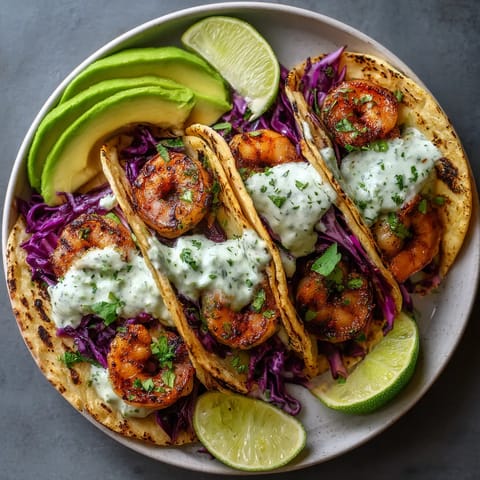 Grilled Shrimp Tacos with Cilantro-Lime Yogurt Sauce.