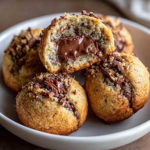 A plate of milk chocolate stuffed cookie bombs.