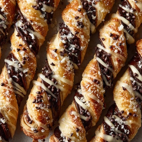 Triple chocolate puff pastry twists.
