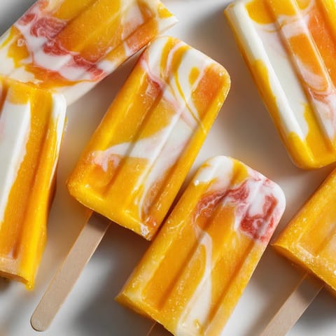 A close up of a bunch of tropical marble popsicles.