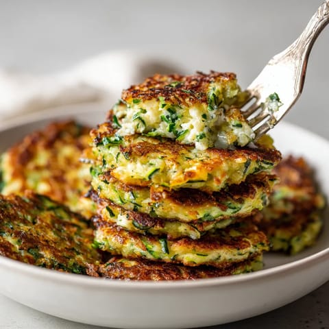 A stack of zucchini fritters on a plate.