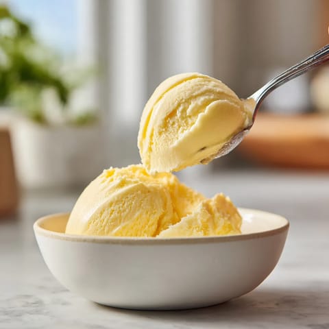 A person scooping Mirabelle Plum & Almond Sorbet.