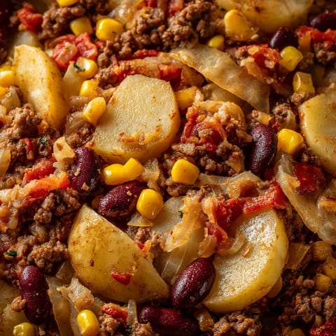 A close up of a shipwreck casserole.