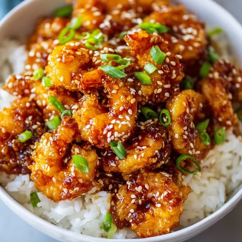A bowl of shrimp and rice with green onions.