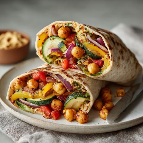 A plate of roasted veggie wraps.