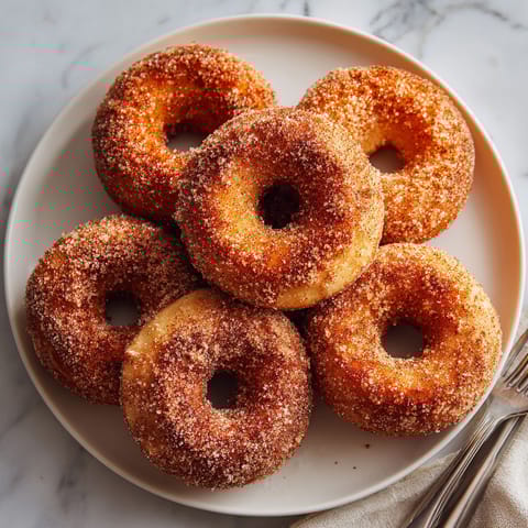 A plate of sugar coated donuts.