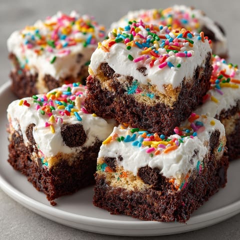 A plate of brownies with sprinkles on top.