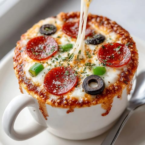 Easy Microwave Mug Pizza: A savory and comforting single-serving snack, cooked fast.