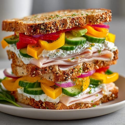 Creamy Viral Bell Pepper Sandwich with turkey, avocado, and herbs, ready to eat now.