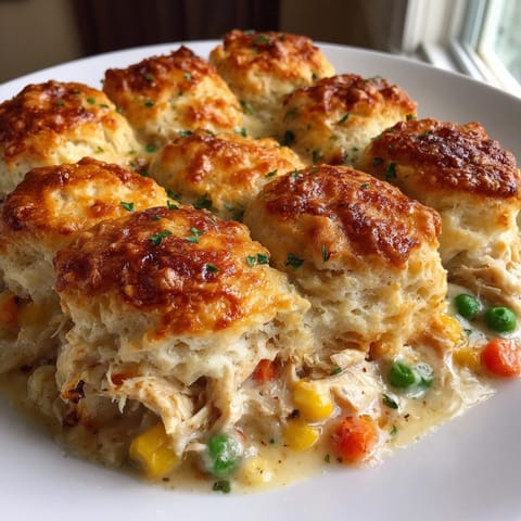 Creamy Lazy Chicken Pot Pie Casserole brimming with tender chicken and colorful vegetables.