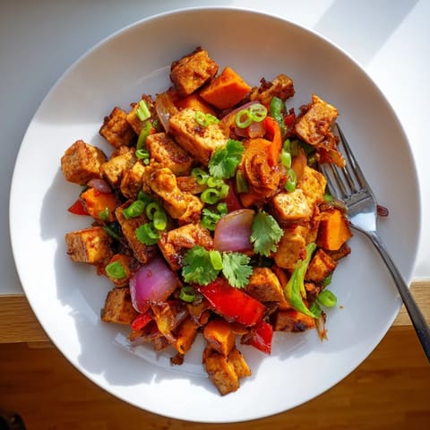 BBQ Tofu Sweet Potato Hash
