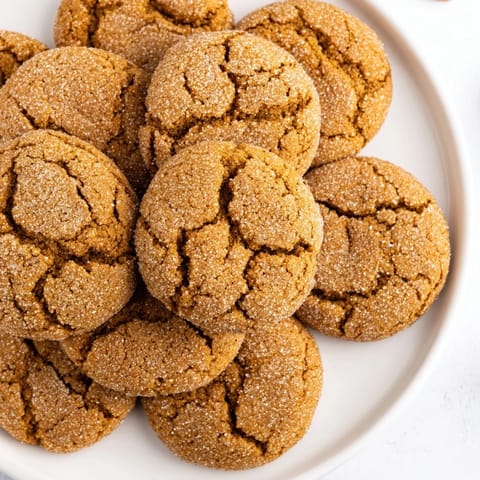 A close-up of delicious Express Gingerbread Latte Cookies, spiced and sugary, perfect for a treat.