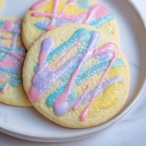 Fluffy sugar cookies drizzled with colorful icing, ready to enjoy with friends and family.