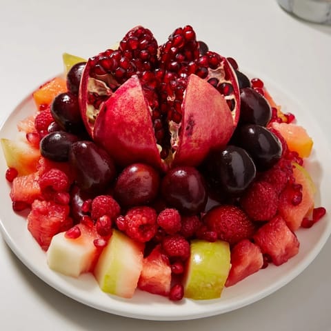 The Pomegranate Pivot: a beautiful fruit arrangement showcasing fresh pomegranate and varied colorful fruits.